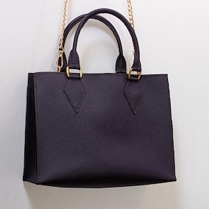 Purple Leather Top Handle Bag: Royal Lilac Violet Tote