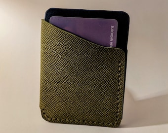 Handmade Saffiano Leather Cardholder Wallet - Green