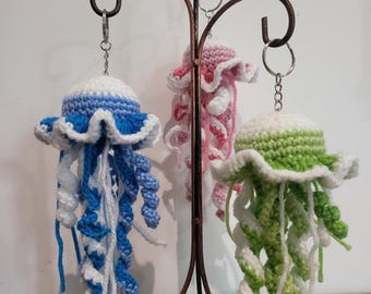 Crochet jellyfish keyring