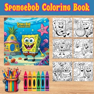 SpongeBob Malbuch: 50+ Seiten in Bold & Easy (A5 PDF Digitaler Download