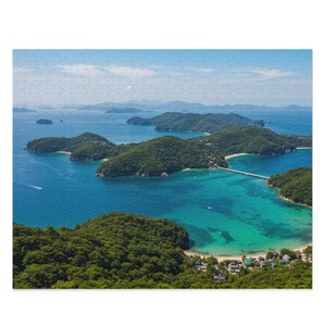Matsushima Bay Jigsaw Puzzle 120, 252, 500 Pieces,, Vivid Blue Sea & Green Islands,Japan Landscape Photo Art,Perfect for Nature Lovers