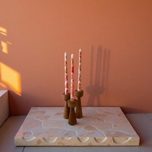 3er Set Holzkegelkerzenhalter - Handgefertigte Kerzenständer aus Buchenholz, minimalistisches skandinavisches Dekor für Zuhause oder das Büro