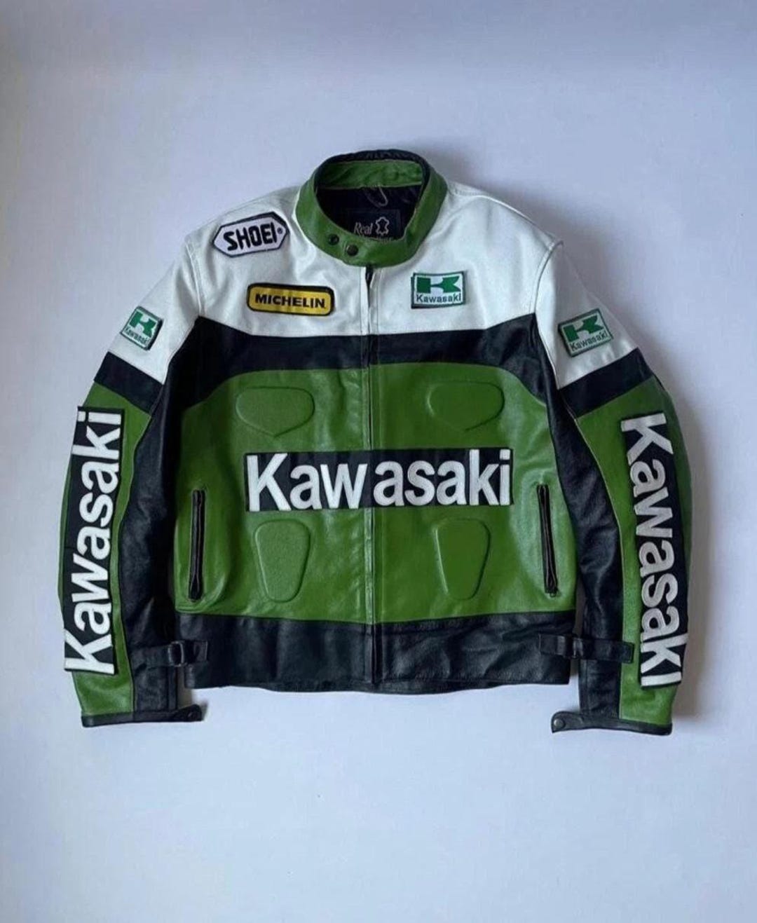 Kawasaki Ninja Leather Motorcycle Jacket: Cowhide Racing Gear, CE