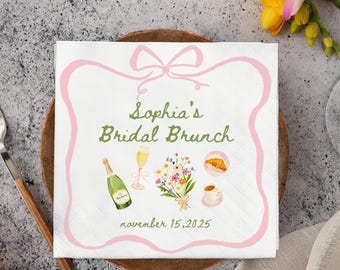 Personalized Wedding Napkins, Bridal Brunch Cocktail Napkins, Brunch with the Bride, Wedding Shower Party Decor, Love You a Brunch Napkins