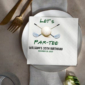 Personalized Let&#39;s Par Tee Birthday Napkins, Golf Birthday Napkins, Beverage Napkins, Watercolour Golf, Golf Theme Birthday Napkins