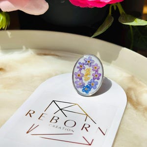 Handmade Botanical Ring - Resin Ring with Real Forget Me Not Flowers -  Flowers Jewelry - Gift for Her
