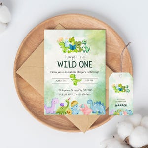 Editable Dinosaur Birthday Party Invitation Template, Dinosaur Birthday Invitation, Dinosaur Invitation, Dinosaur thank you tag