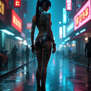 Cyberpunk Girl Poster – Digital Download Wall Art – Anime Aesthetic Room Decor
