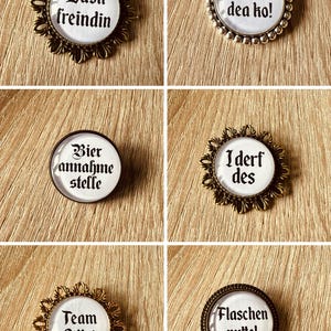 Trachten Broschen aus Metall, Pins, Wiesn Anstecker für Dirndl & Lederhose, Hüte, Caps, Westen, Oktoberfest Accessoire, Junggesellenabschied bild 2