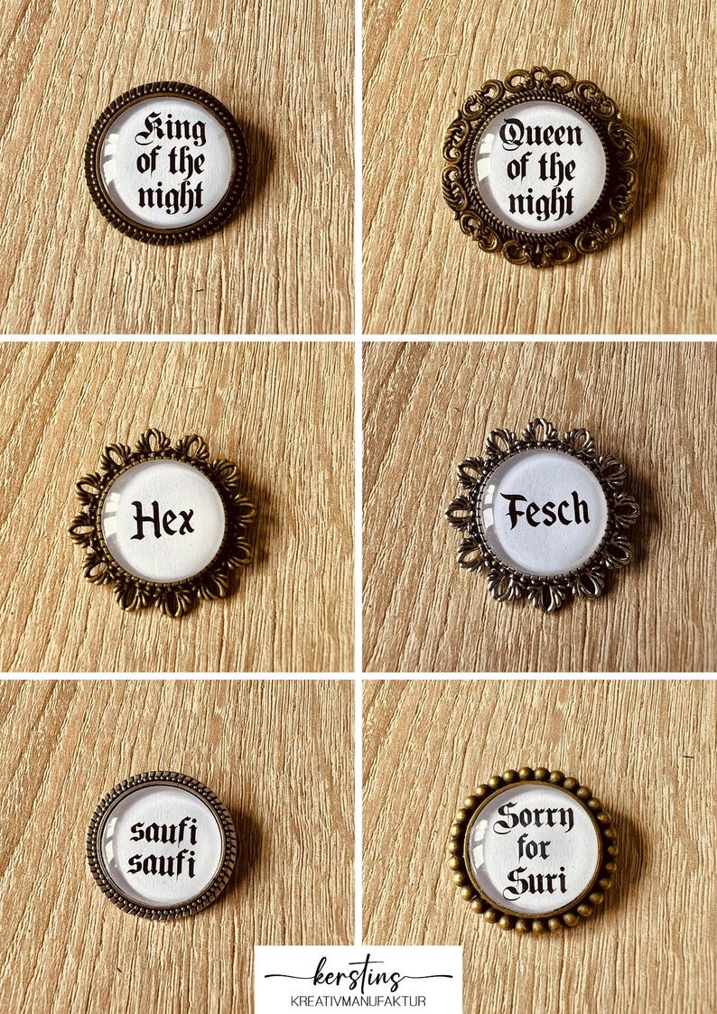 Trachten Broschen aus Metall, Pins, Wiesn Anstecker für Dirndl & Lederhose, Hüte, Caps, Westen, Oktoberfest Accessoire, Junggesellenabschied bild 7