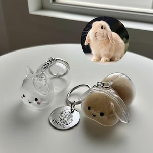 Bunny Hair Keychain, Custom Engraved Pet Charm, Rabbit Fur Keepsake, Gift for Rabbit Lovers, Pet Fur Keepsake, Pet Loss Gift, Easter Gift