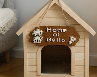 Letrero de madera personalizado con el nombre de tu perro, decoración personalizada para la habitación de tu mascota.