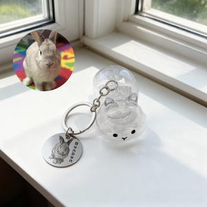 Bunny Hair Keychain, Custom Engraved Pet Charm, Rabbit Fur Keepsake, Gift for Rabbit Lovers, Pet Fur Keepsake, Pet Loss Gift, Easter Gift image 16