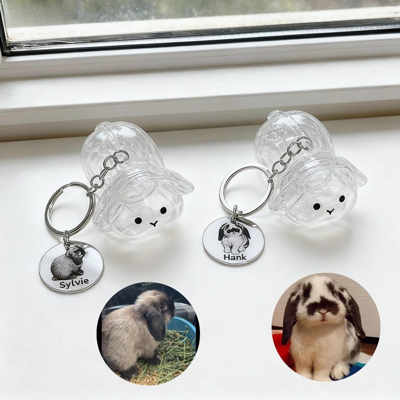 Bunny Hair Keychain, Custom Engraved Pet Charm, Rabbit Fur Keepsake, Gift for Rabbit Lovers, Pet Fur Keepsake, Pet Loss Gift, Easter Gift image 17