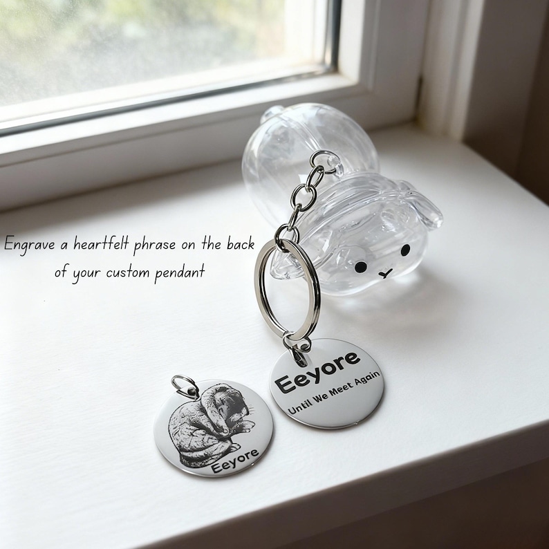 Bunny Hair Keychain, Custom Engraved Pet Charm, Rabbit Fur Keepsake, Gift for Rabbit Lovers, Pet Fur Keepsake, Pet Loss Gift, Easter Gift image 3
