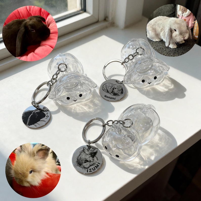 Bunny Hair Keychain, Custom Engraved Pet Charm, Rabbit Fur Keepsake, Gift for Rabbit Lovers, Pet Fur Keepsake, Pet Loss Gift, Easter Gift image 13