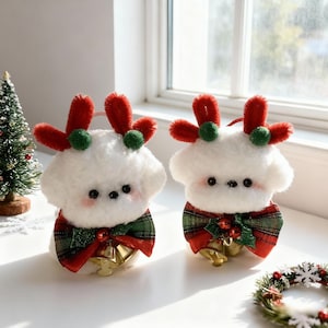 Ręcznie robiona świąteczna ozdoba w kształcie szczeniaka, miniaturowa pluszowa figurka psa, uroczy szczeniak z drucika kreatywnego, miniaturowa dekoracja dla zwierząt, prezent świąteczny dla miłośników psów, świąteczny prezent dla zwierzaka