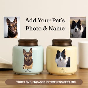 Custom Large Pet Urn with Photo & Name,Large 1100ml Pet Urn for Ashes,Personalized Pet Memorial,Dog Loss Gift,Dog Cat Ashes Keepsake