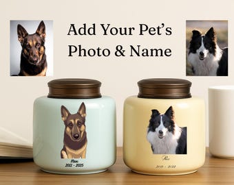 Urn for Dog's Ashes With Ceramic Plate and Description - Schipperke, ART-DOG Cremation Box, Custom Urn