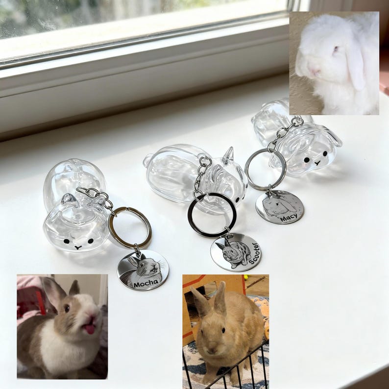 Bunny Hair Keychain, Custom Engraved Pet Charm, Rabbit Fur Keepsake, Gift for Rabbit Lovers, Pet Fur Keepsake, Pet Loss Gift, Easter Gift image 8