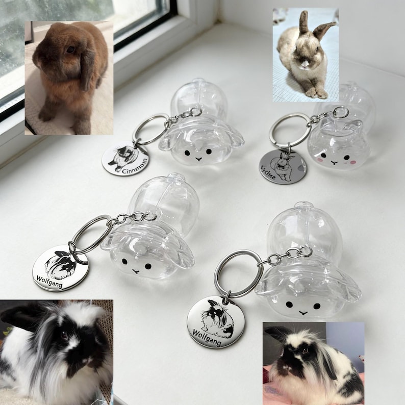 Bunny Hair Keychain, Custom Engraved Pet Charm, Rabbit Fur Keepsake, Gift for Rabbit Lovers, Pet Fur Keepsake, Pet Loss Gift, Easter Gift image 9