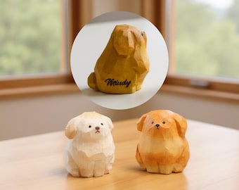 Hand Carved Wooden Golden Retriever Figurine, Desk Decor, Dog Memorial, Pet Lovers Gift