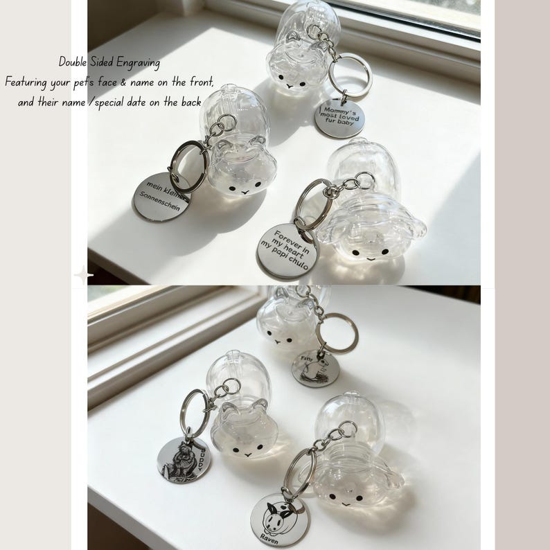 Bunny Hair Keychain, Custom Engraved Pet Charm, Rabbit Fur Keepsake, Gift for Rabbit Lovers, Pet Fur Keepsake, Pet Loss Gift, Easter Gift image 12