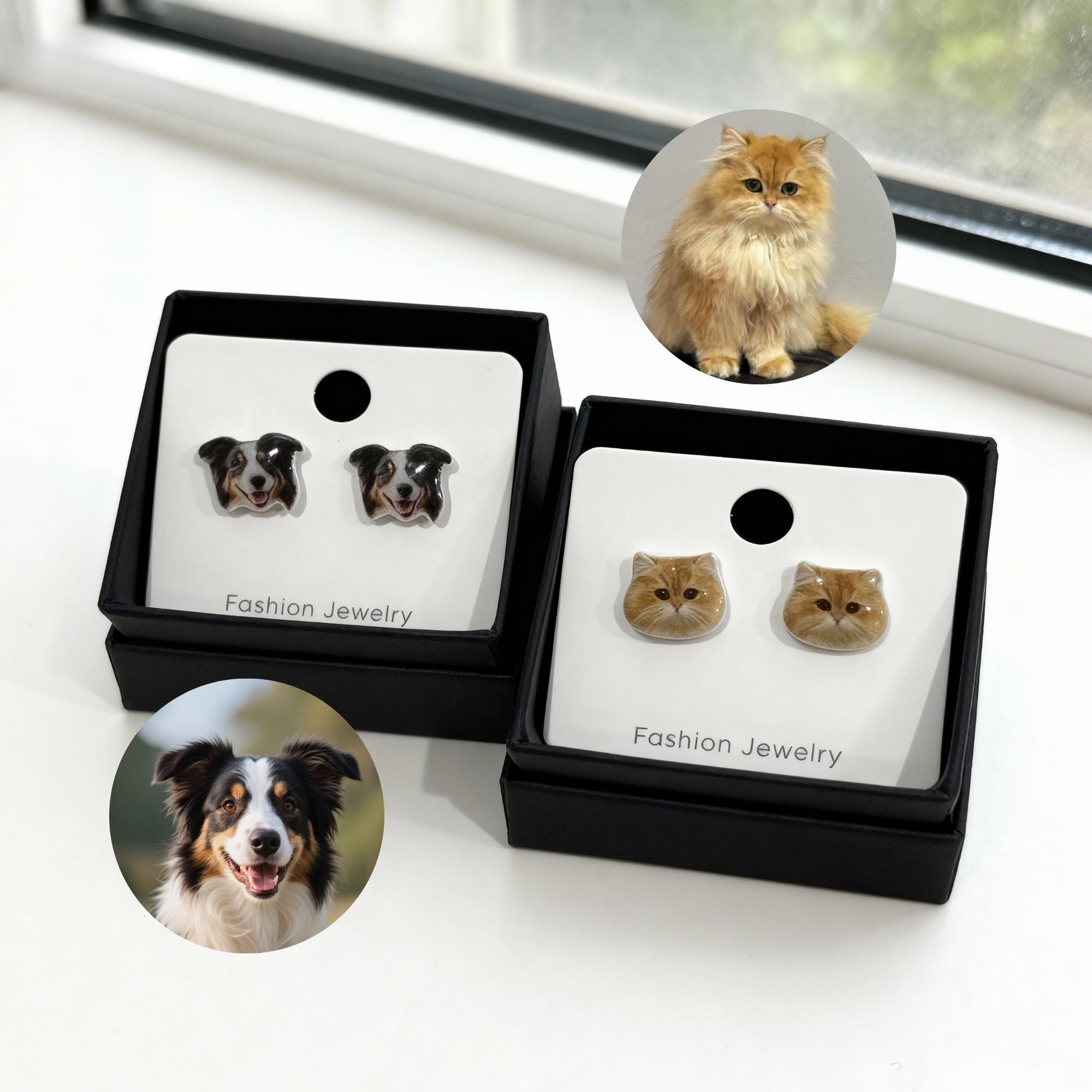Black Enamel Cat Stud Earrings With Multi-Color Crystals – Christmas Holiday Jewelry For Women