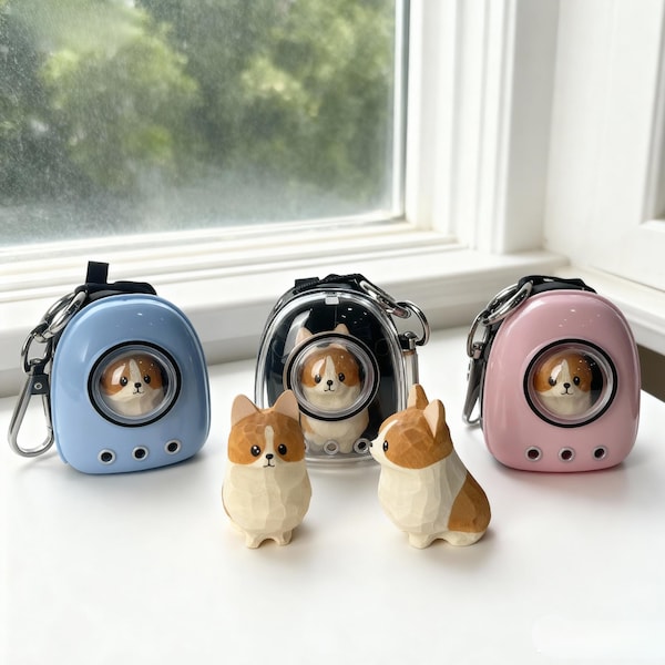 Porte-clés corgi en bois sculpté à la main, cadeau de Pâques, cadeau pour les amoureux des chiens, cadeau pour les enfants, cadeau de l'amitié, ornement corgi, ornement unique