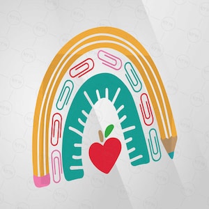Teacher Rainbow SVG, Back to School Sublimation, School Supplies Clipart, Pencil Rainbow SVG, Digital Download