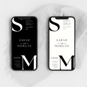 Electronic wedding invite Classy black and white wedding invitation templates formal invitation Digital Editable Canva Template WIE003