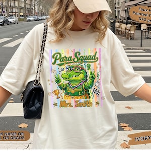 Para Squad Faux Hand-Painted Personalized Paraprofessional Shirt, Custom Name Parapro Gift Tee, Funny Back to School Educator Shirt