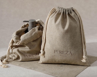 50pcs Linen Dust Bags Custom Logo & Size, Cosmetic, Clothes, Gift Packaging B1-03