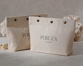 50pcs Thick cotton envelope bag with a rectangle bottom & Snap: Custom Logo, dust bag B3-02