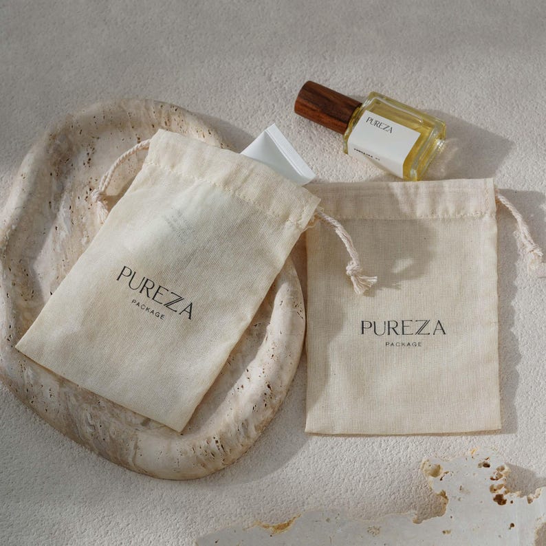 50pcs Beige Cotton Drawstring Bag Dust Bags: Custom Logo & Size A7-02 ...