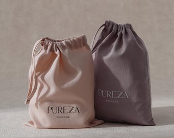 50pcs Pure Cotton bag Single-side drawstring bag, Custom Logo & Size Handmade Dust Bags CM-03