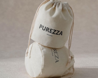 50pcs Custom Round Bottom Drawstring Bags with Logo, Candle bag, Personized Gift Packaging LIN-02