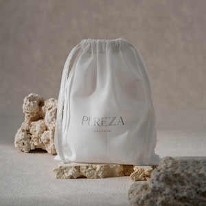 50pcs White Pure Cotton Drawstring Bags: Custom Logo Jewelry pouch Clothes Dust Bags A2-02