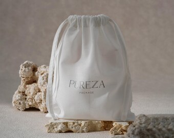 50pcs White Pure Cotton Drawstring Bags: Custom Logo Jewelry pouch Clothes Dust Bags A2-02