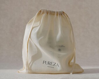 50pcs Custom Muslin Cotton Drawstring Pouch with Logo, Natural Packaging for Handmade Brands A7-03
