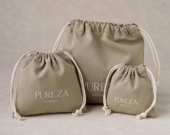 50pcs Custom Cotton Drawstring Bag: Jewelry, Skincare, Gift Bag Small Business Packaging TW-03