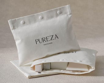 50pcs 8 oz canvas cotton Packaging bag, cosmetic pouch: Custom Logo with snap CA-01