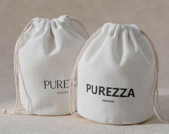 50pcs White Cotton-Polyester drawstring Dust Bags with a Round Bottom, Packaging pouch A4-03