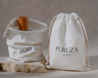 50pcs Custom Logo Drawstring Bags, Cotton Pouches for Products, Gifts & Business Packaging A4-02