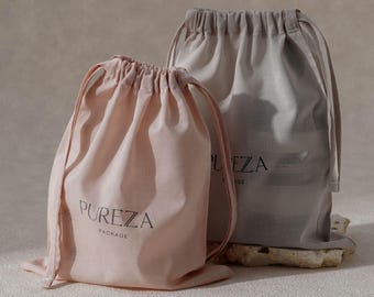 50pcs Colorful Pure Cotton Drawstring Bags: Custom Logo Jewelry pouch Clothes Dust Bag A2-01