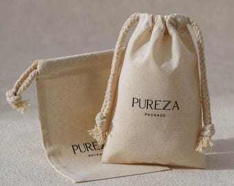 50pcs Beige Cotton Drawstring Bag:  Custom Logo & size, Dust cover bag BC-03