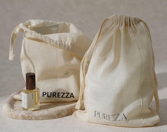 50pcs Beige Cotton Drawstring Dust Bags, Custom Logo for cosmetics, clothes, gift bag A7-01