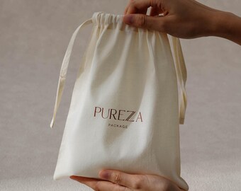 50pcs Custom Cotton Drawstring Bags with Logo, Personalized Dust Bags, Gift Pouches  A5-01