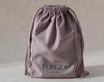 50pcs Pure Cotton Purple bag with two strings: Custom Logo & Size, Dust Bags CM-02