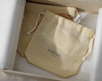 50pcs Colorful Pure  cotton drawstring bag with a rectangle bottom: Custom Logo, dust bag CM-04